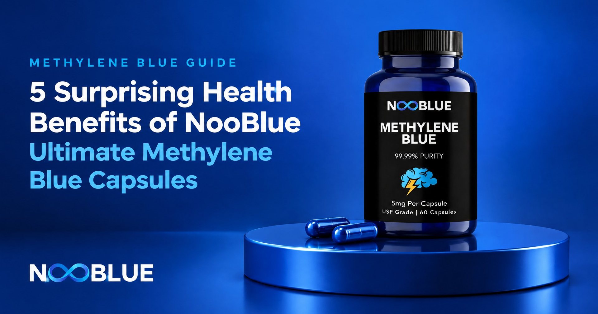 5 Surprising Health Benefits of NooBlue Ultimate Methylene Blue Capsules – NooBlue Methylene Blue Capsules 5mg bottle