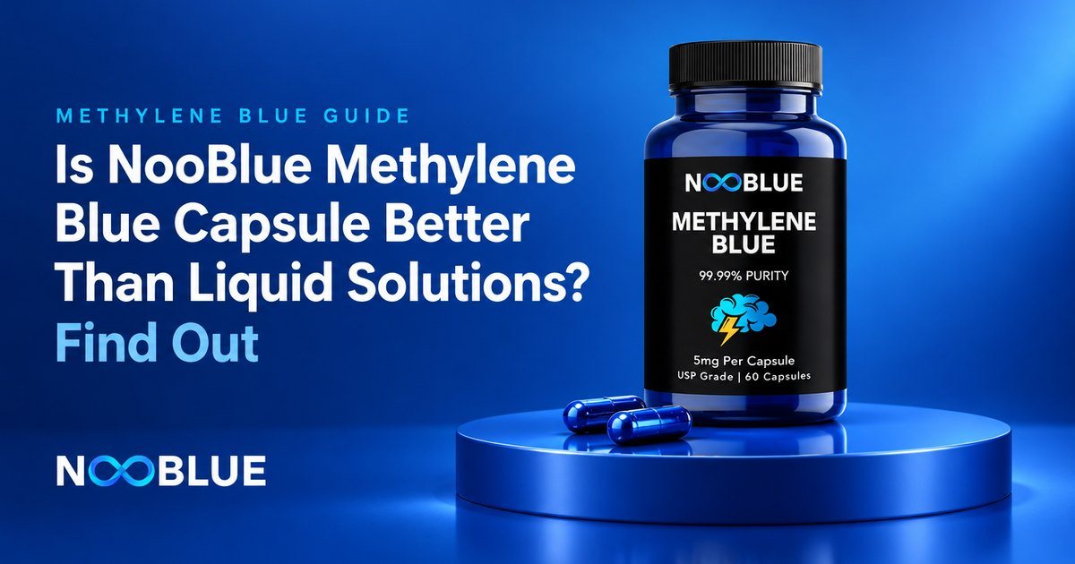 Is NooBlue Methylene Blue Capsule Better Than Liquid Solutions? Find Out – NooBlue Methylene Blue Capsules 5mg bottle