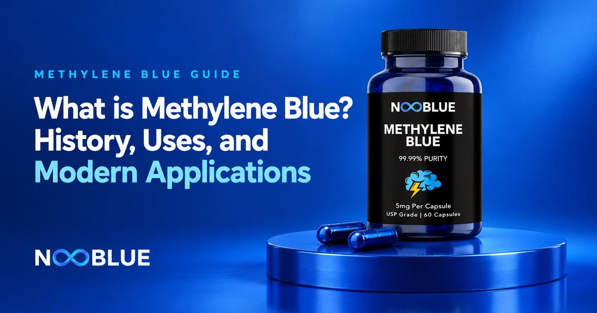 What is Methylene Blue? History, Uses, and Modern Applications – NooBlue Methylene Blue Capsules 5mg bottle