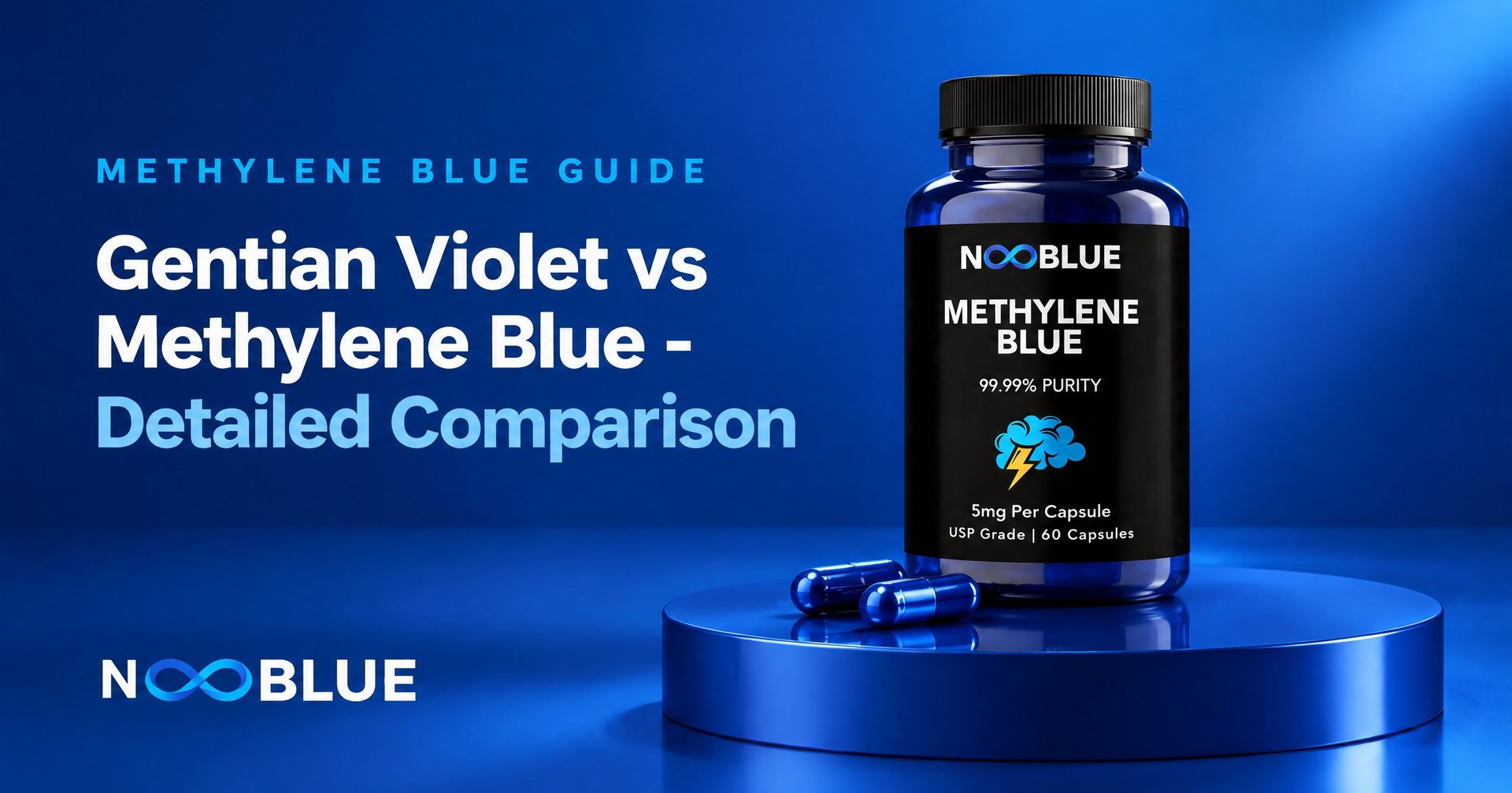Gentian Violet vs Methylene Blue - Detailed Comparison – NooBlue Methylene Blue Capsules 5mg bottle
