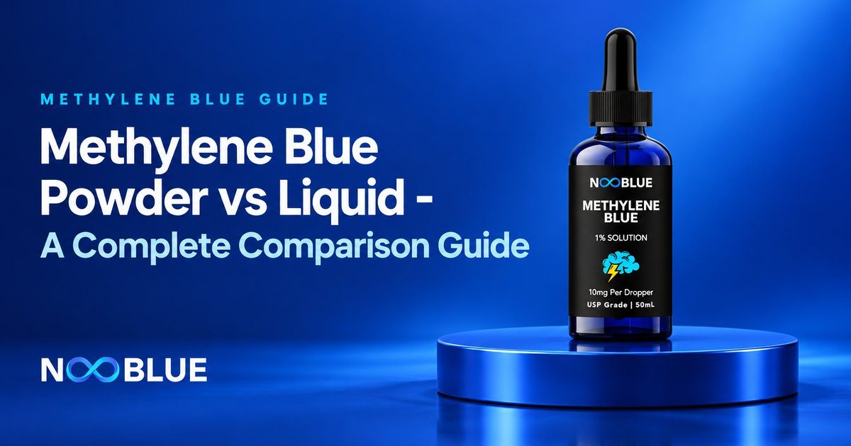 Methylene Blue Powder vs Liquid - A Complete Comparison Guide – NooBlue Methylene Blue 1% Solution dropper bottle