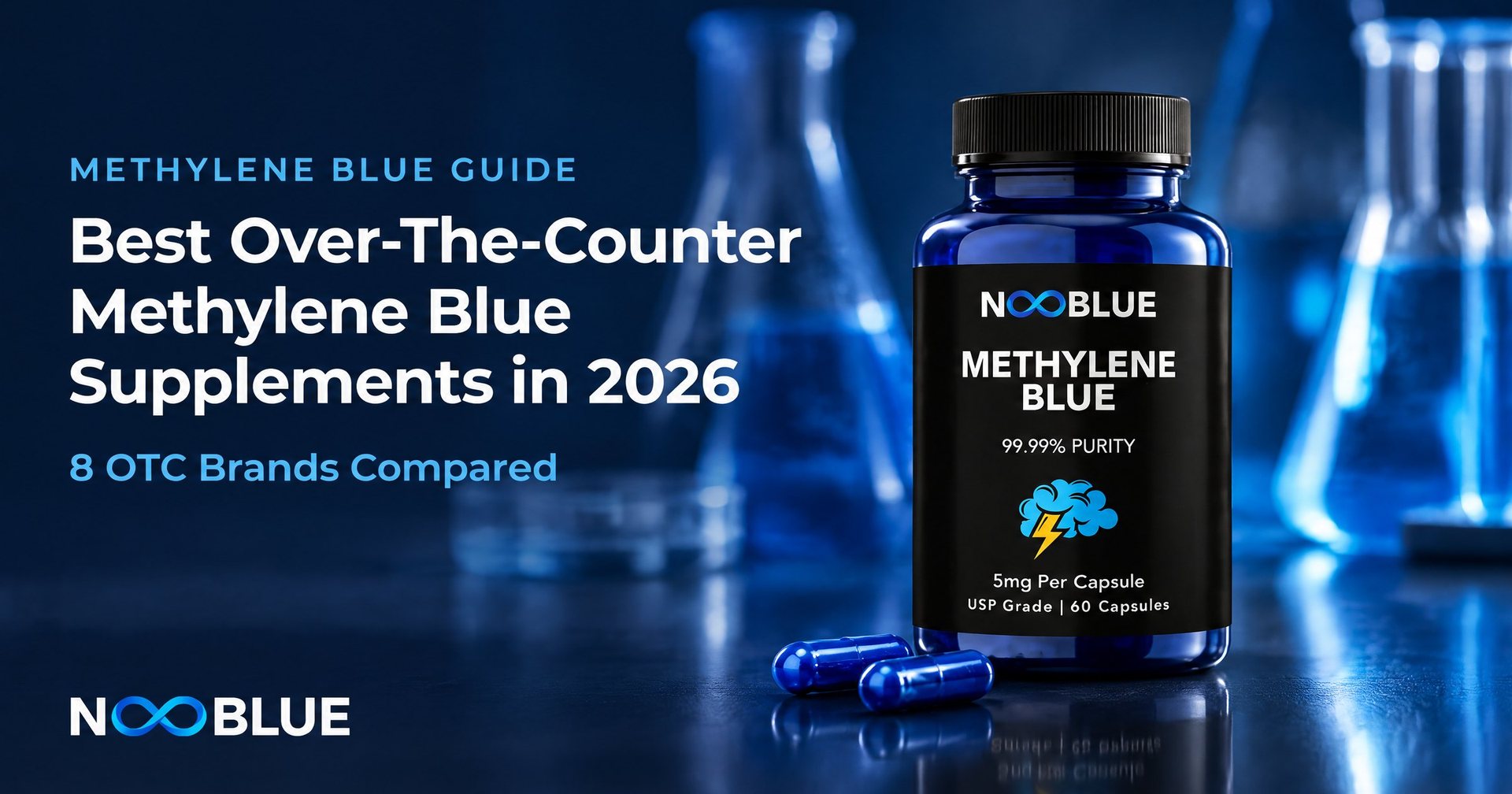 Best Over-The-Counter Methylene Blue Supplements in 2026: 8 OTC Brands Compared – NooBlue Methylene Blue Capsules 5mg bottle