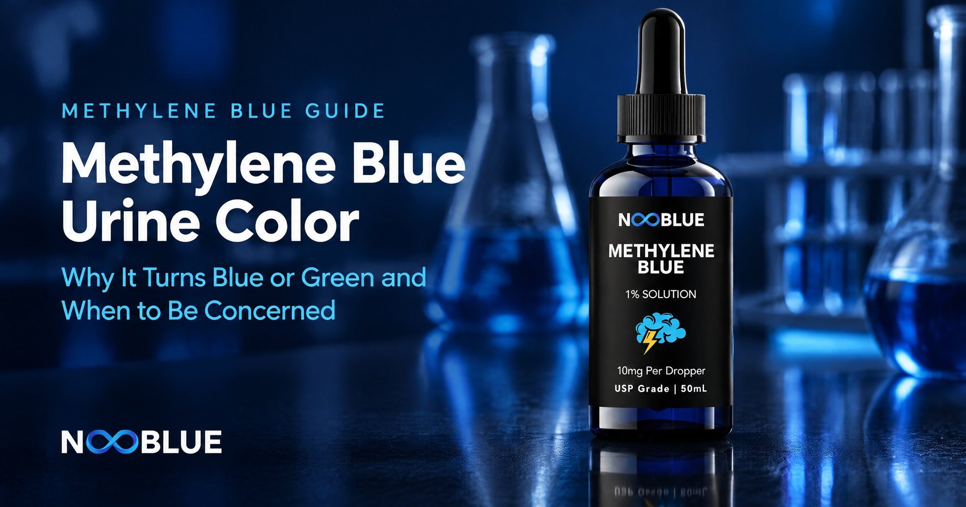 Methylene Blue Urine Color: Why It Turns Blue or Green and When to Be Concerned – NooBlue Methylene Blue 1% Solution dropper bottle