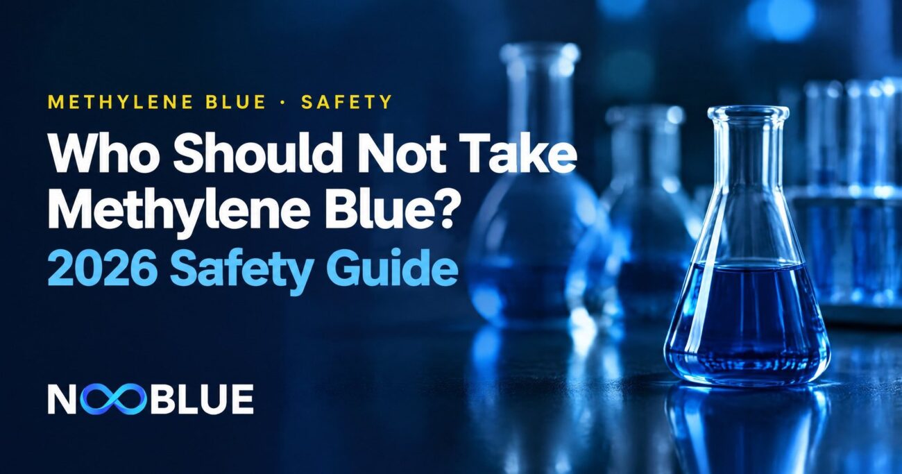 Who Should Not Take Methylene Blue? 2026 Safety Guide – NooBlue methylene blue safety guide with laboratory glassware