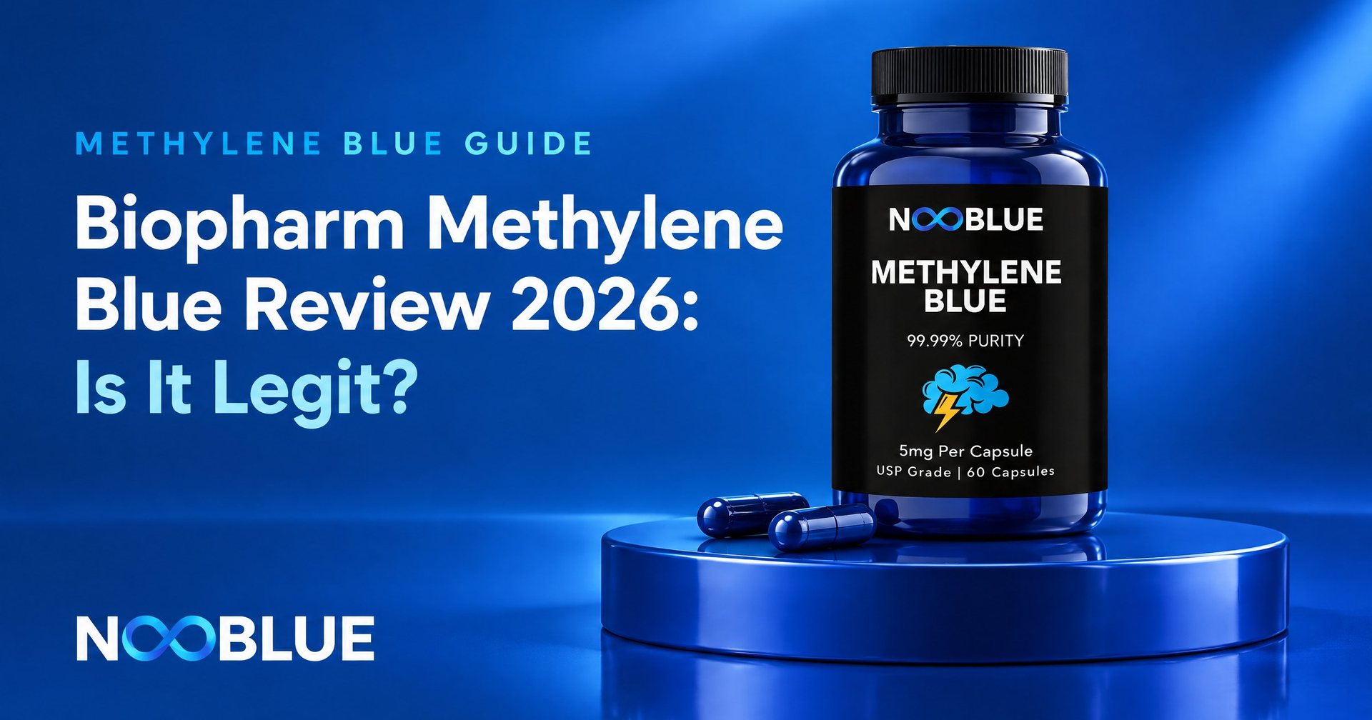 Biopharm Methylene Blue Review 2026: Is It Legit? – NooBlue Methylene Blue Capsules 5mg bottle