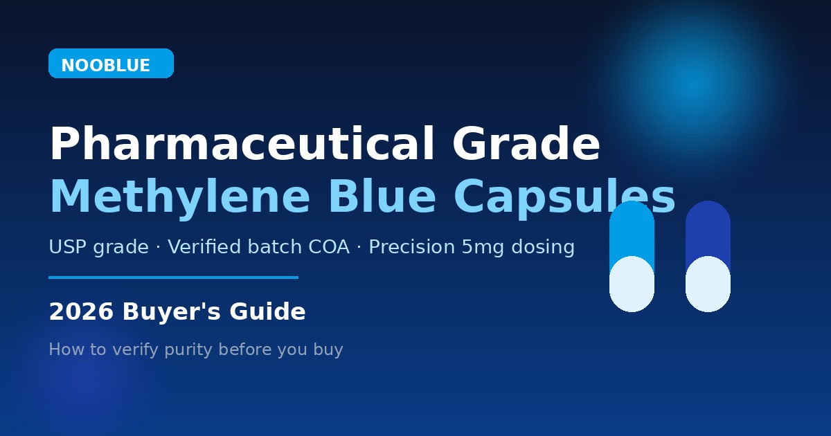 Pharmaceutical grade methylene blue capsules with a verified batch certificate of analysis
