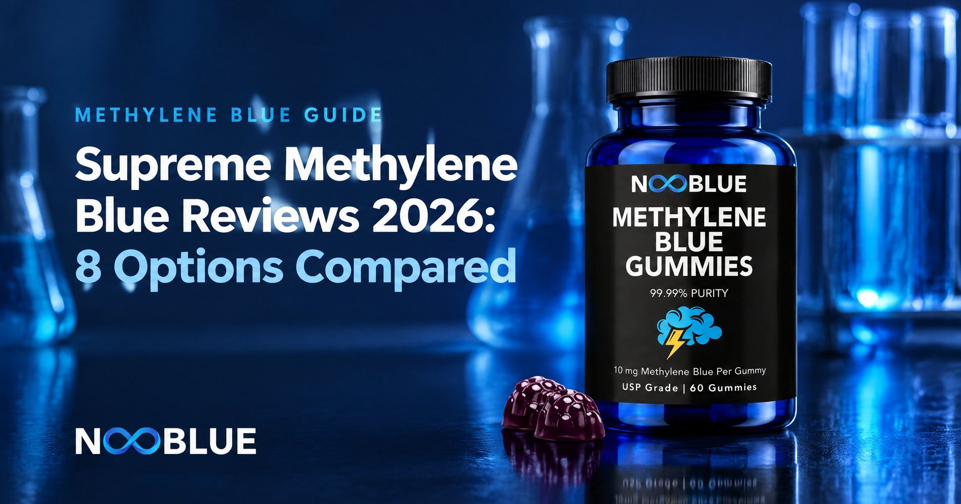 Supreme Methylene Blue Reviews 2026: 8 Options Compared – NooBlue Methylene Blue Gummies bottle