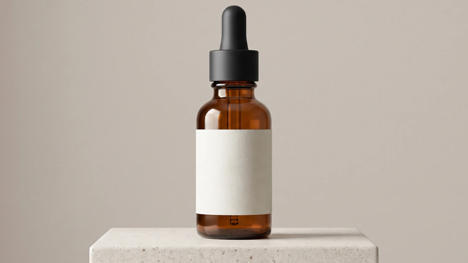 10X Health methylene blue review: amber dropper bottle with a blank label on a stone block